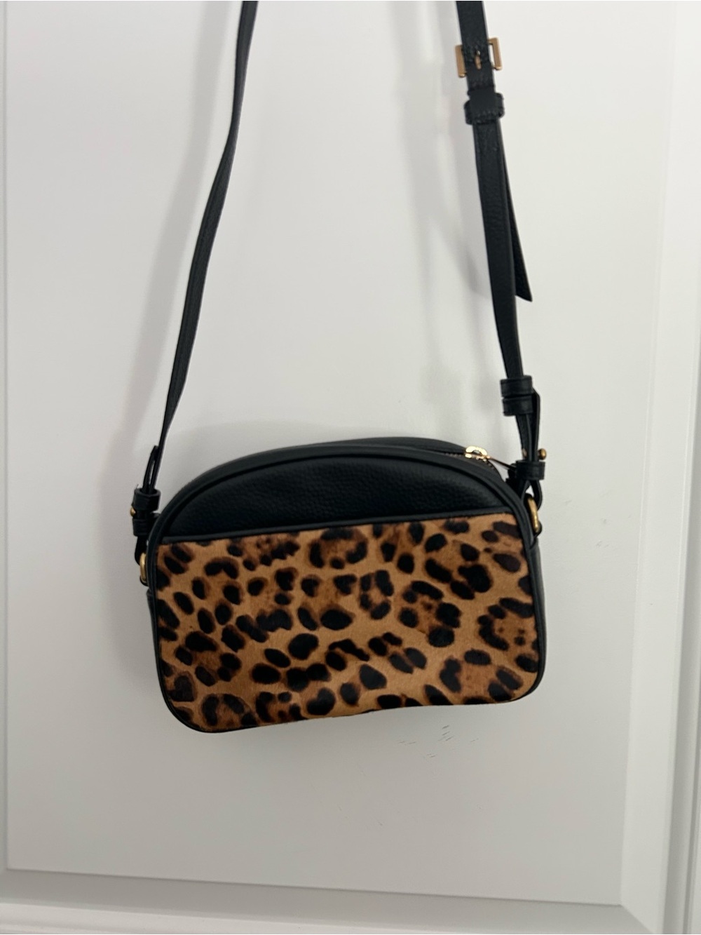 J.Crew Devon hair calf camera bag with detachable strap leopard cross body bag - Picture 3 of 6